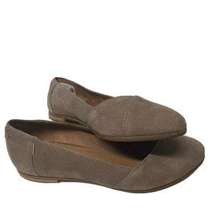 Women's Toms Julie Ballet Flats Slip On Shoes Size 7.5 M Taupe Suede